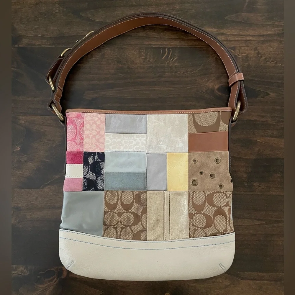 Vintage Coach Patchwork 10018 Multicolor Shoulder Bag - Picture 1 of 9